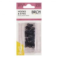 Hook and Eye 12mm black  Qty 12