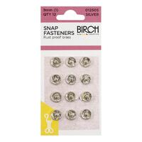 Snap Fasteners  12 Qty 9mm silver