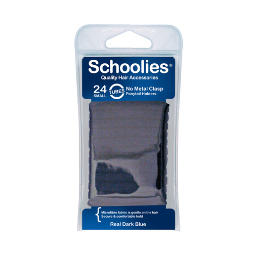 Schoolies Tubes Small Ponytail Holders 24pc Real Dark Blue