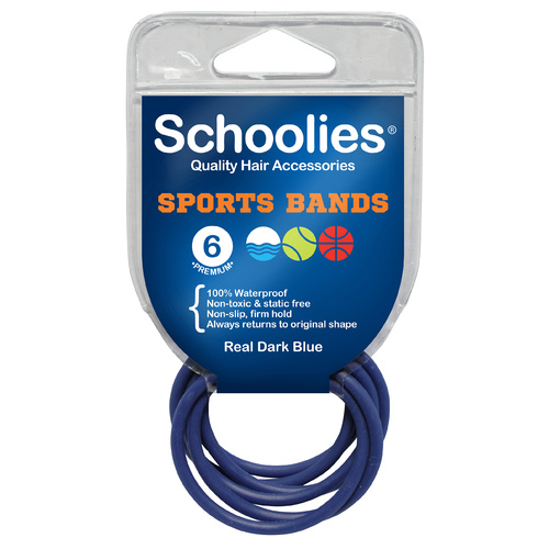Schoolies Sports Bands 6pc Real Dark Blue