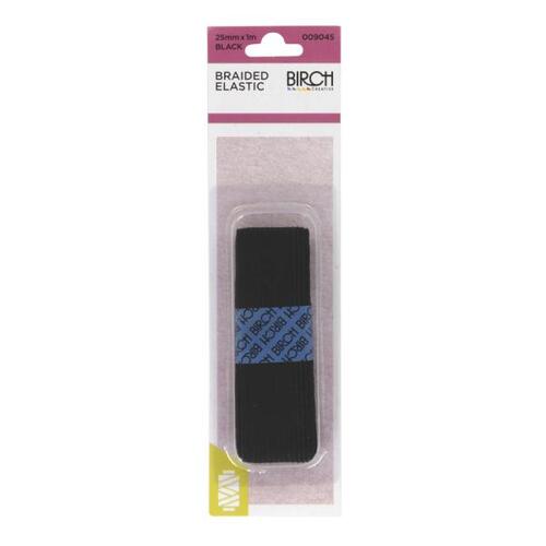 Braided Elastic 25mm x 1m Black