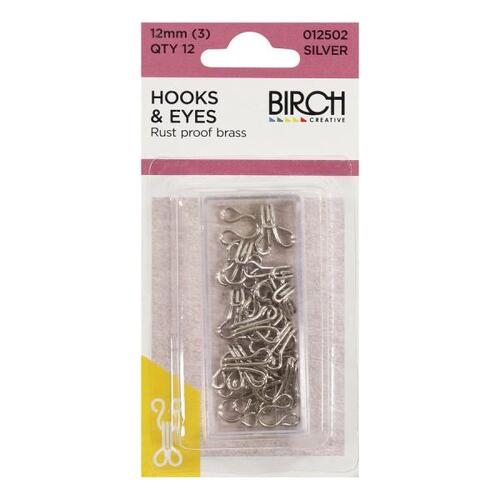 Hook and Eye 12mm silver Qty 12