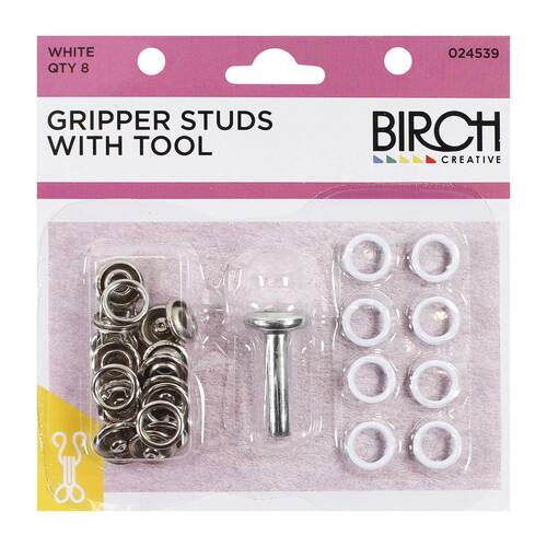 Snap Fasteners Kit with tool white 8 sets 