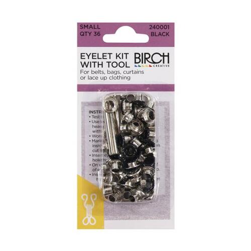 Eyelet Kit black small + tool Qty 36