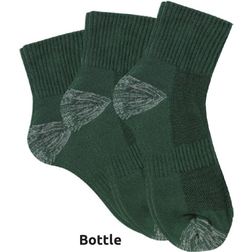Bearfoot Tough Quarter Crew Socks - Bottle Green 3pk