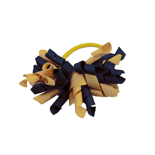 Korker Hair Bows 2 Pk Navy/Gold
