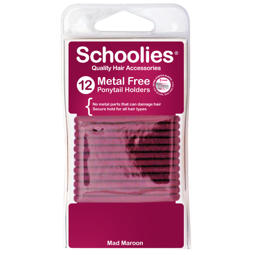 Schoolies Metal Free Ponytail Holders 12pc
