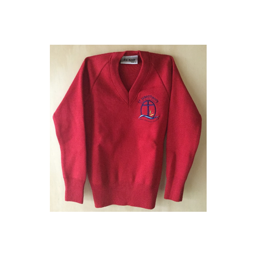 St Sebastian's Red Knitted Pullover 06